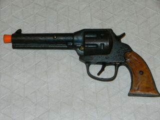 Kilgore Cast Iron Lone Ranger Cap Pistol - 1st Model - Blue W/ Butterscotch Grips