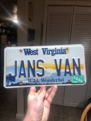 2005 West Virginia Vanity License Plate “jans Van” Wild,  Wonderful