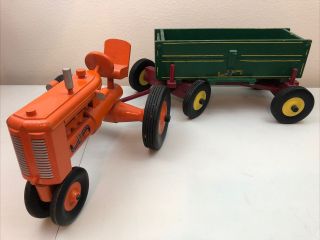 Peter - Mar Quality Toys Wooden Tractor And Wagon,  Pristine Incredible