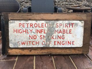 Vintage Oldrare Petroleum Spirit Highly Inflammable Enamel Sign - Mancave Garage