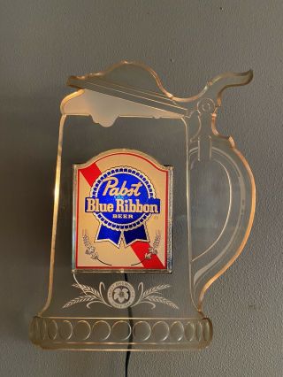 Vintage Pabst Blue Ribbon Beer Lighted Mug Stein Bar Sign Light