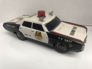 Vintage Alps Battery Operated Police Highway Patrol Litho Tin Car Japan -