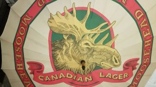 Vintage Moosehead Canadian Lager Beer Advertising Umbrella 53 " Wide
