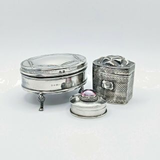 Vintage Sterling Silver Trinket Pill Boxes