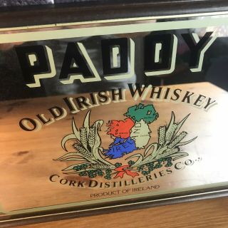 Paddy Old Irish Whisky Framed Advertising Mirror Pub Bar Man Cave Decor Vintage 2