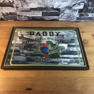 Paddy Old Irish Whisky Framed Advertising Mirror Pub Bar Man Cave Decor Vintage 3