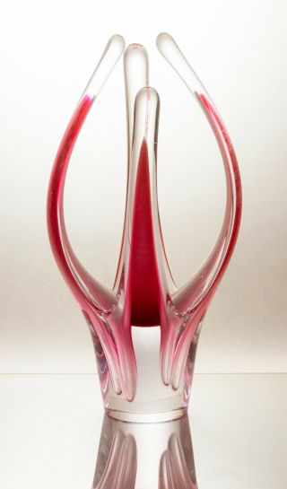 Vintage Flygsfors Coquille Swedish Art Glass Sculpture Vase Signed Paul Kedelv