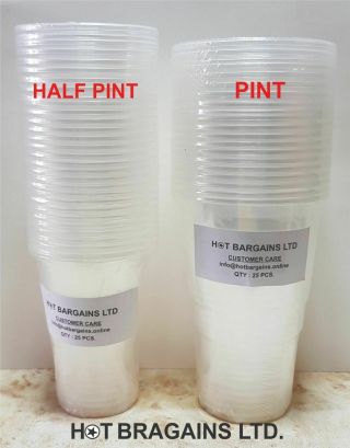 1000 X Clear Strong Plastic Pint / Half Pint Disposable Beer Glasses Tumblers 2