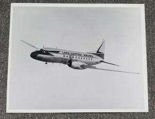 8×10 Photo Lake Central Airlines Convair Cv - 340 Vintage Black White Inflight