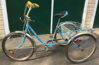 Vintage Sears Ted Williams Adult Tricycle W/ Shifter & Big Basket Pick Up Only