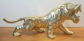 Vintage Mid - Century “new Old Stock” Large & Heavy Solid Brass Tiger 35cm (14 ")