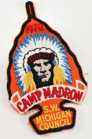 Vintage Camp Madron S.  W Michigan Council Twill Bsa Boy Scouts America Camp Patch