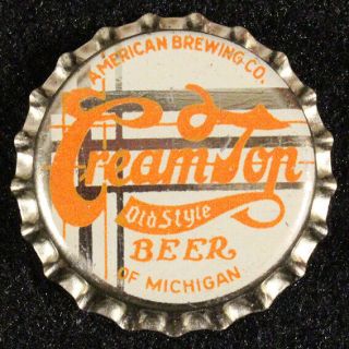 Cream Top Cork Beer Bottle Cap American Brewing Detroit Michigan Crown Mi