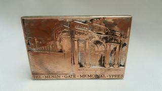Vintage Copper War Memorial Souvenir Plaque Of The Menin Gate,  Ypres,  Belgium.