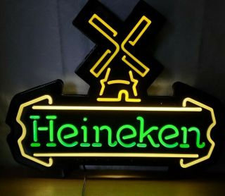 Vintage 1991 Heineken Windmill Light Up Beer Sign Pre - Owned