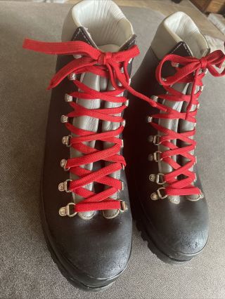 Mens Raichle Size 12 Vintage Switzerland Mountaineering Hiking Boots Black Grey