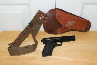 Vintage Marx Junior G - Man Army 45 Toy Gun With Holster & 3 Bullets - Made In Usa