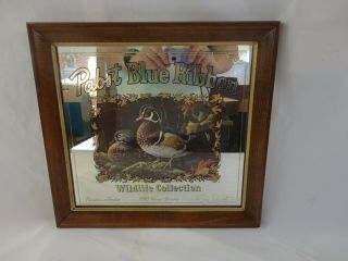 Vintage 1990 Pabst Blue Ribbon Beer Mirror Sign Ducks Wildlife Limited Edition