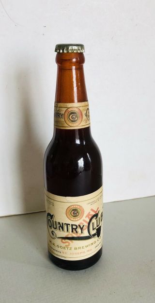 Vintage Prohibition Goetz Country Club Special Near Beer 12oz Bottle Dated 1925