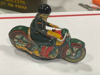 Vintage Japan Tin Litho - Friction Police Motorcycle 5 1/2 Inch
