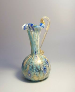 Vintage 22ct Gold Fratelli Toso Murano Venetian Millefiori Canes Glass Vase Jug