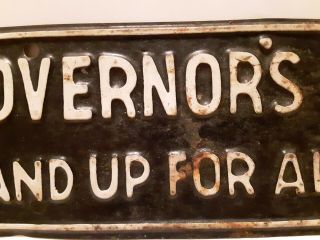 Vintage Governor ' s Staff Stand Up For Alabama License Plate Tag Topper 3