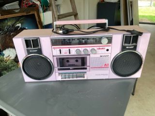 Antique Vintage Sharp Ghetto Blaster,  Stereo From The 80’s - Pink