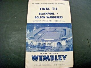 Vintage 1953 Fa Cup Final Programme - Blackpool V Bolton - Vgc