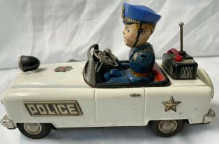 Vintage Nomura Tin Litho Toy Police Car Battery Operated Japan No.  3