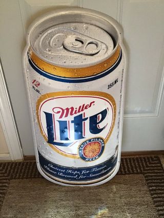 Vintage Miller Lite Light Beer Can Metal Tin Bar Sign Miller Brewing