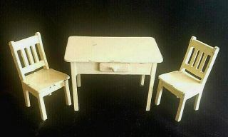 Vintage 1940s Arcade,  Table & 2 Chairs Cast Iron Miniature Dollhouse Illinois