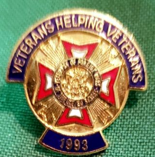 Vintage 1993 Vfw Veterans Helping Veterans Hat Lapel Pin