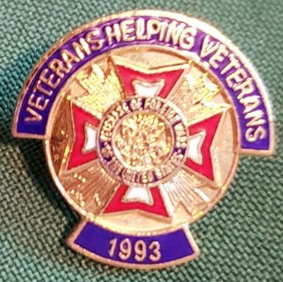 Vintage 1993 VFW Veterans Helping Veterans Hat Lapel Pin 2