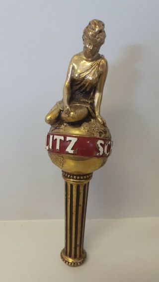 Vintage Schlitz Lady On The Earth Gold Globe Goddess Beer Tap Handle 1970 