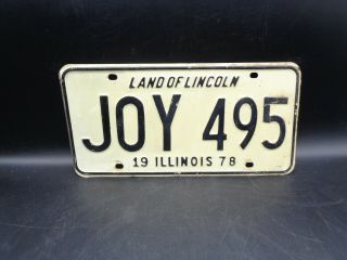 Vintage 1978 Illinois Vanity License Plate " Joy 495 " Garage Man Cave (sa12).