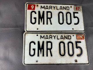 Vintage Matching Pair 1980s Maryland Automobile License Plates E311