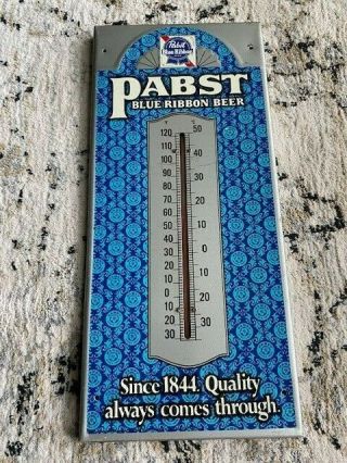 Vintage Metal Pabst Blue Ribbon Beer Brewery Metal Thermometer 1960 