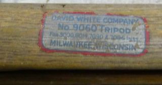 Vintage - David White - Wood & Metal Transit Tripod - 9060 - For Rustic Decor