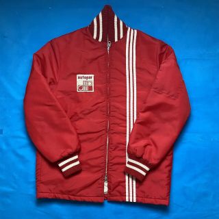 1970s Vintage Red Avon Sporting Goods Racing Jacket Medium