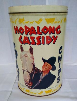 Vintage Rare Hopalong Cassidy Potato Chip Tin - 1950 