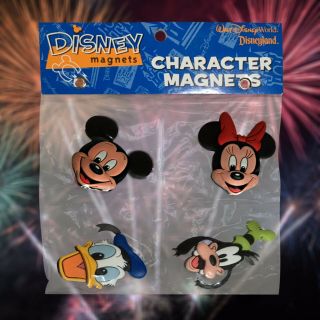 4 Classic Disney Character Magnet Set Mickey,  Minnie,  Donald & Pluto
