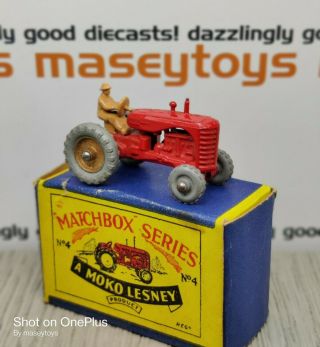 Matchbox Lesney No.  4b Massey Harris Tractor Vnmib 1954 Vintage Diecast