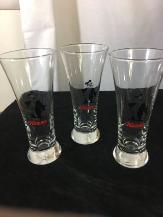 Vintage Glass Hamm’s Beer Bear Glasses Pilsners 7” Set Of 3