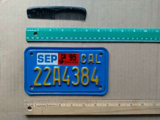 License Plate,  Blue California,  1970 Base,  1995,  Motorcycle,  22 A 4384
