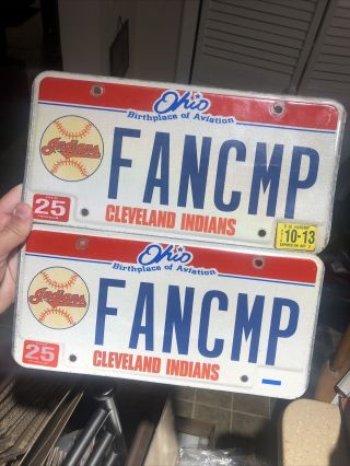 2013 Ohio Cleveland Indians Mlb License Plates Set Matching Pair Vanity Fancmp