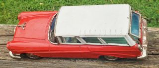 1955 Bandai Red Chevrolet Station Wagon - 10 " Tin Friction - Made In Japan