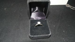 Vintage 14k White Gold Solitaire Ring W/diamond - Size 6.  5