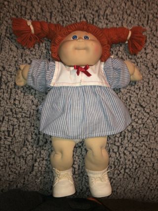 Vintage 1982 Cabbage Patch Kid Doll Shoes Red Hair Girl Blue Eyes