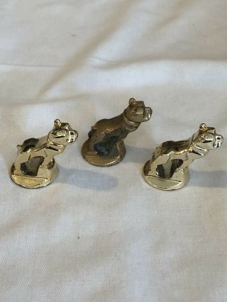 Set Of 3 Small 1.  5 " Vintage Mack Truck Hood Ornaments Gold Round Base,  Adornment