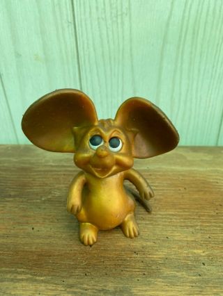 Vintage 1968 Russ Berrie Oily Jiggler Gold Color Mouse Old